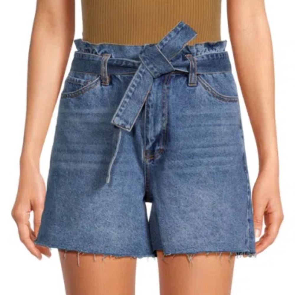 HABITUAL Women's Paperbag Belted Denim Shorts In Lagoon Size 14/32